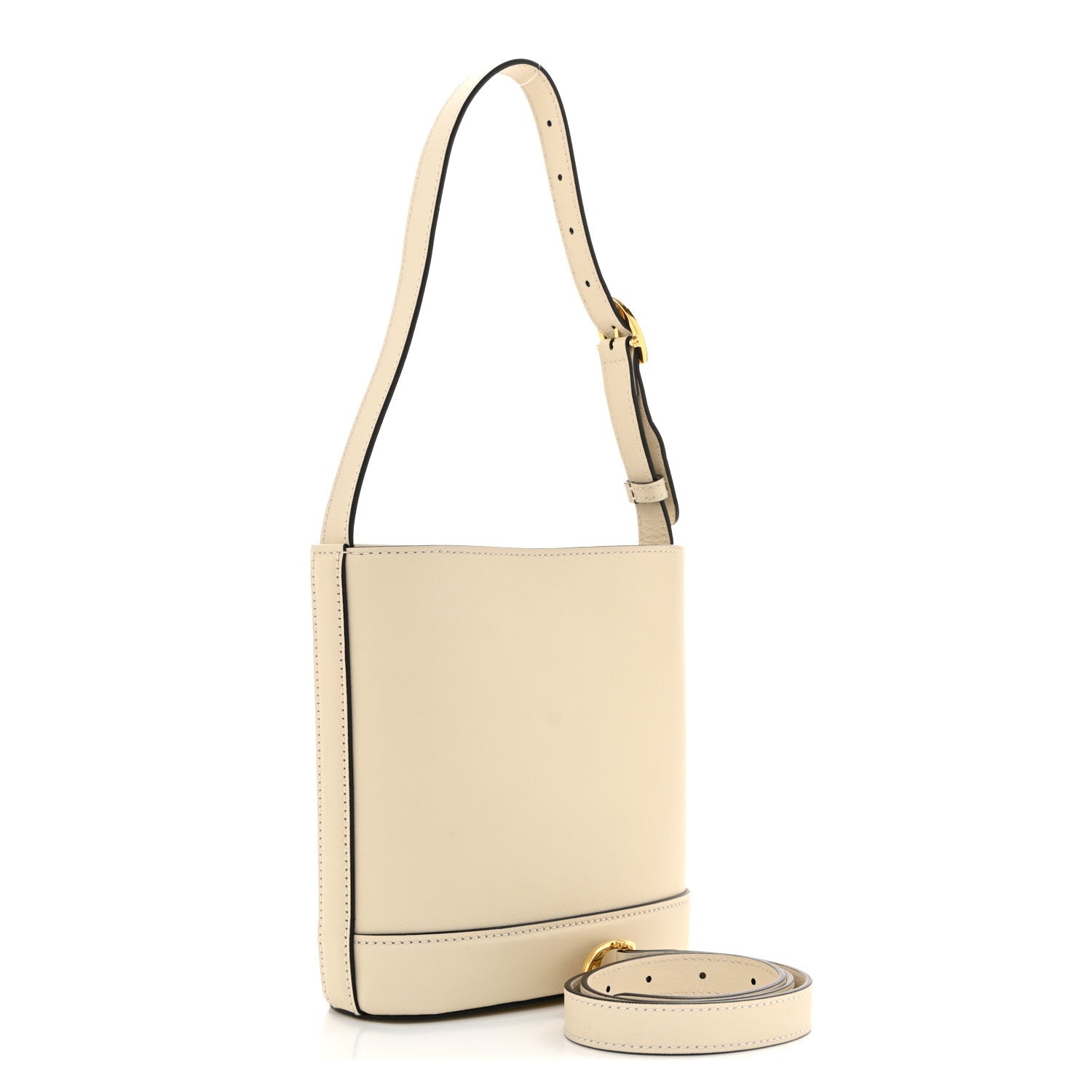 Arabella Calfskin Horsebit 73 Mini Bucket Bag White