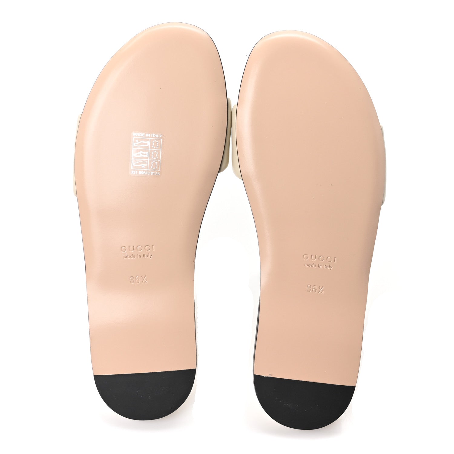 Nappa Matelasse GG Marmont Flat Slide Sandals 36.5 New Ivoire