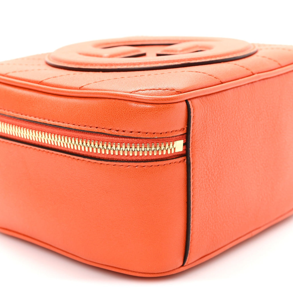 Sakai Be Green Calfskin Diagonal Stitched Blondie Top Handle Bag Orange