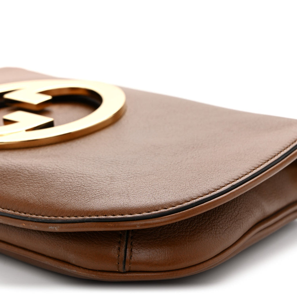 Roxy Calfskin Blondie Chain Shoulder Flap Bag Blondie Cognac