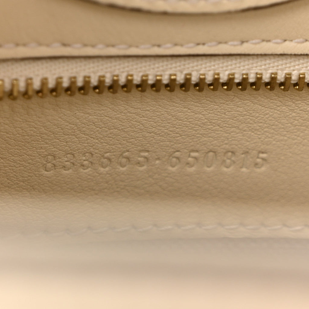 Arabella Calfskin Horsebit 73 Mini Bucket Bag White
