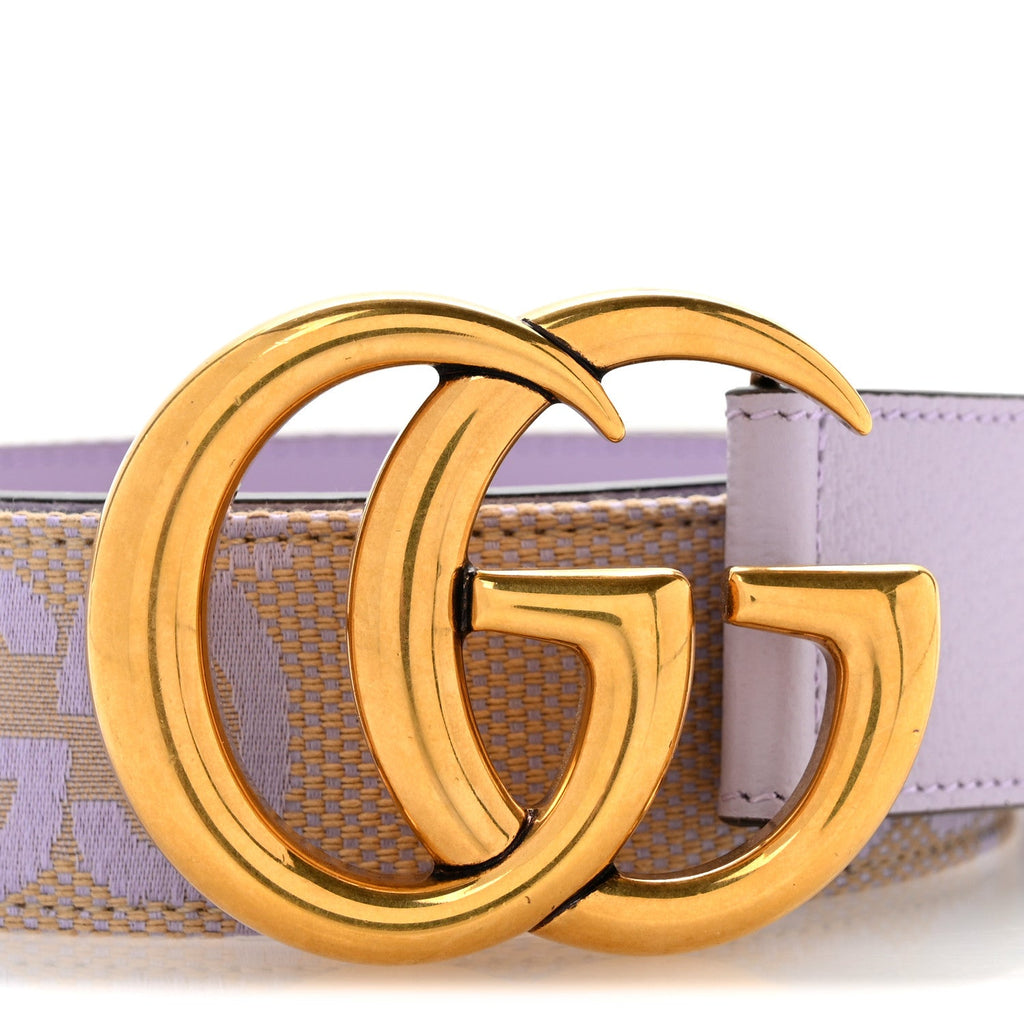 Monogram Jumbo GG Textured Dollar Calfskin Double G Belt 80 32 Beige Lapis