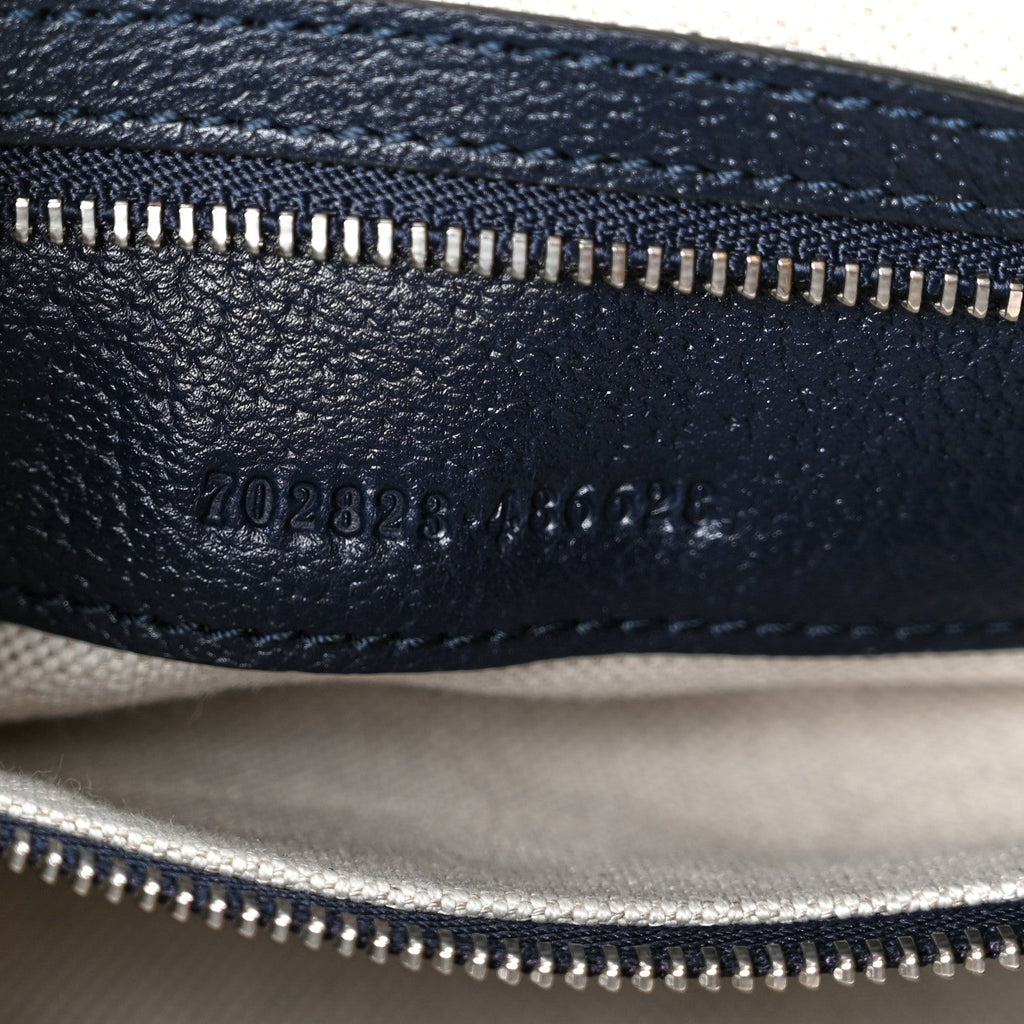 GG Supreme Monogram Textured Calfskin Web Large Attache Shoulder Bag Beige Blue