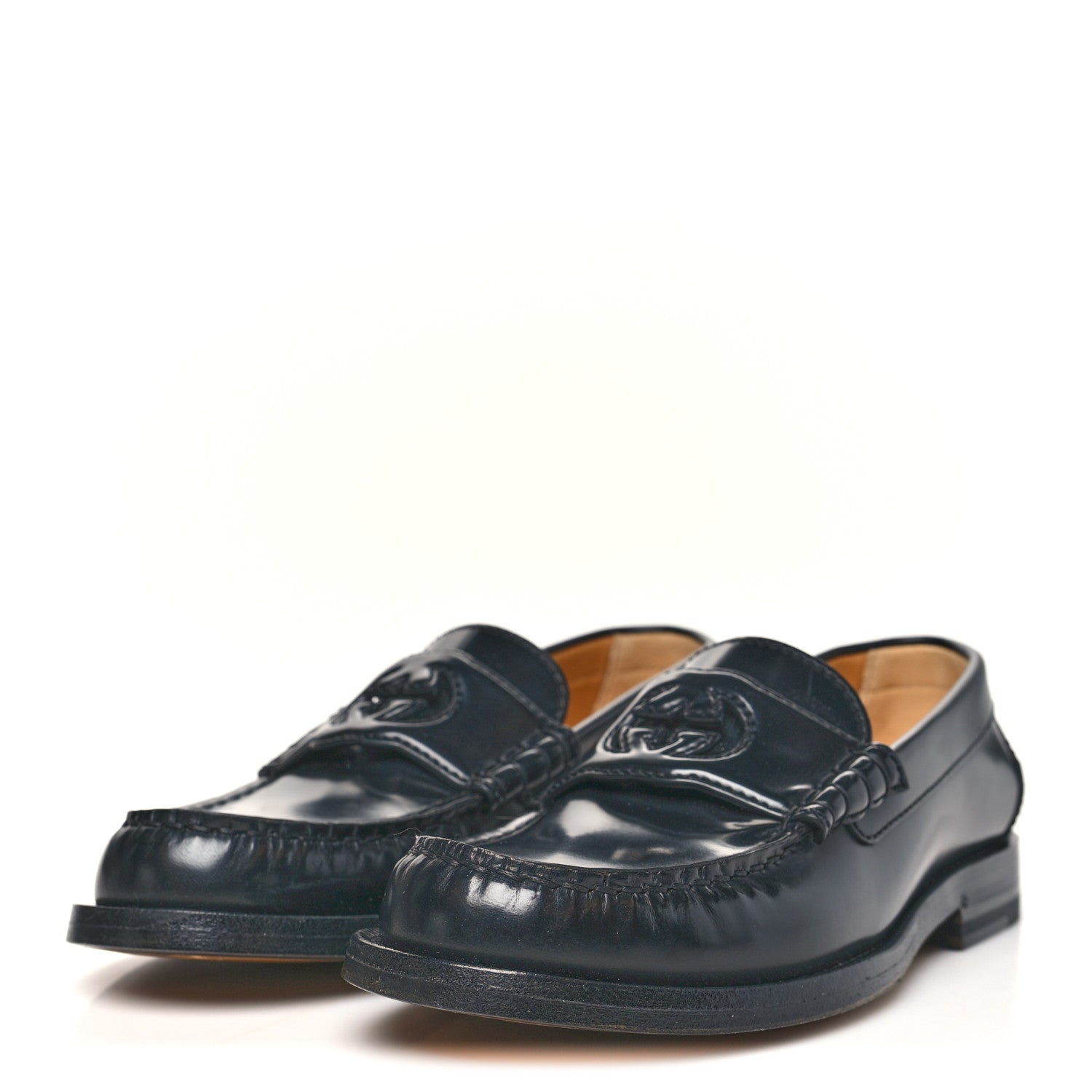 Millennial Ribot Cut Out Interlocking G Loafers 35.5 Black