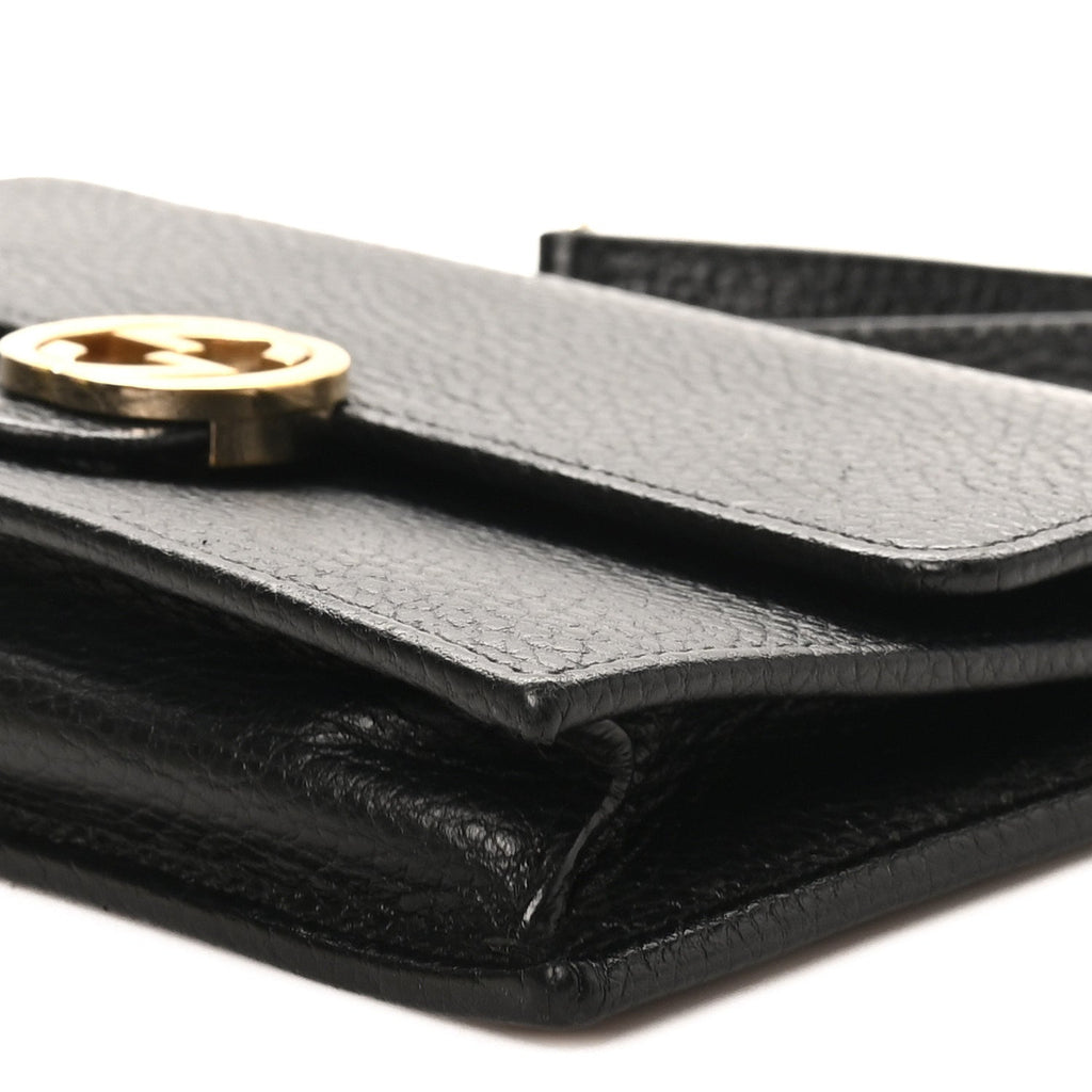 Dollar Calfskin Interlocking G Chain Wallet Black