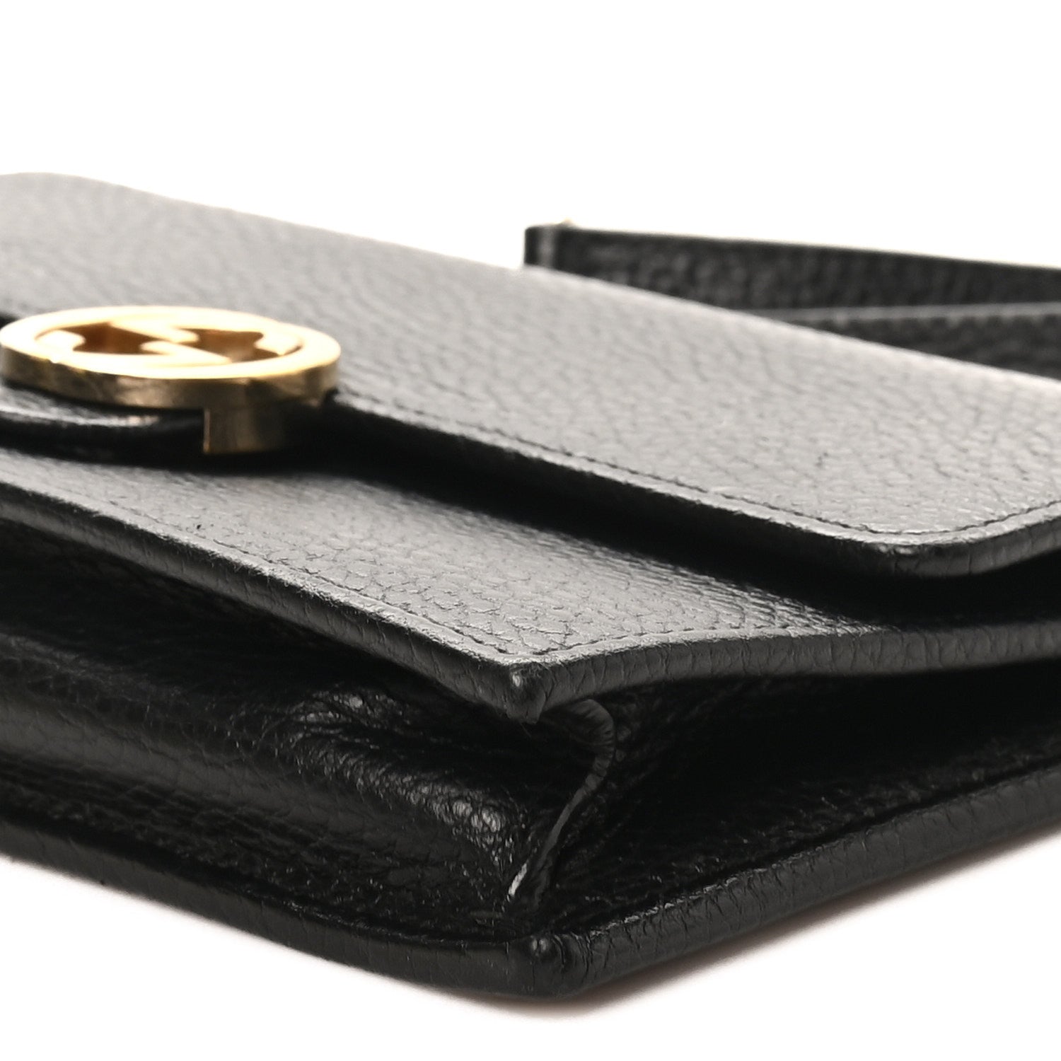Dollar Calfskin Interlocking G Chain Wallet Black
