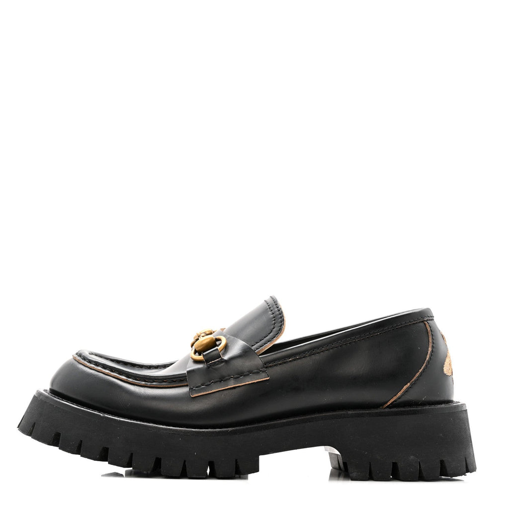 Cordovan Lux Womens Harald Horsebit 25mm Platform Loafers 40 Black 37.5 Black