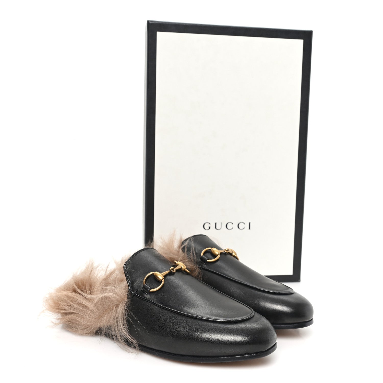 Calfskin Fur Womens Princetown Slippers 35 Black
