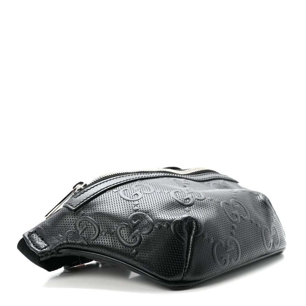 Calfskin GG Tennis Embossed Belt Bag Black