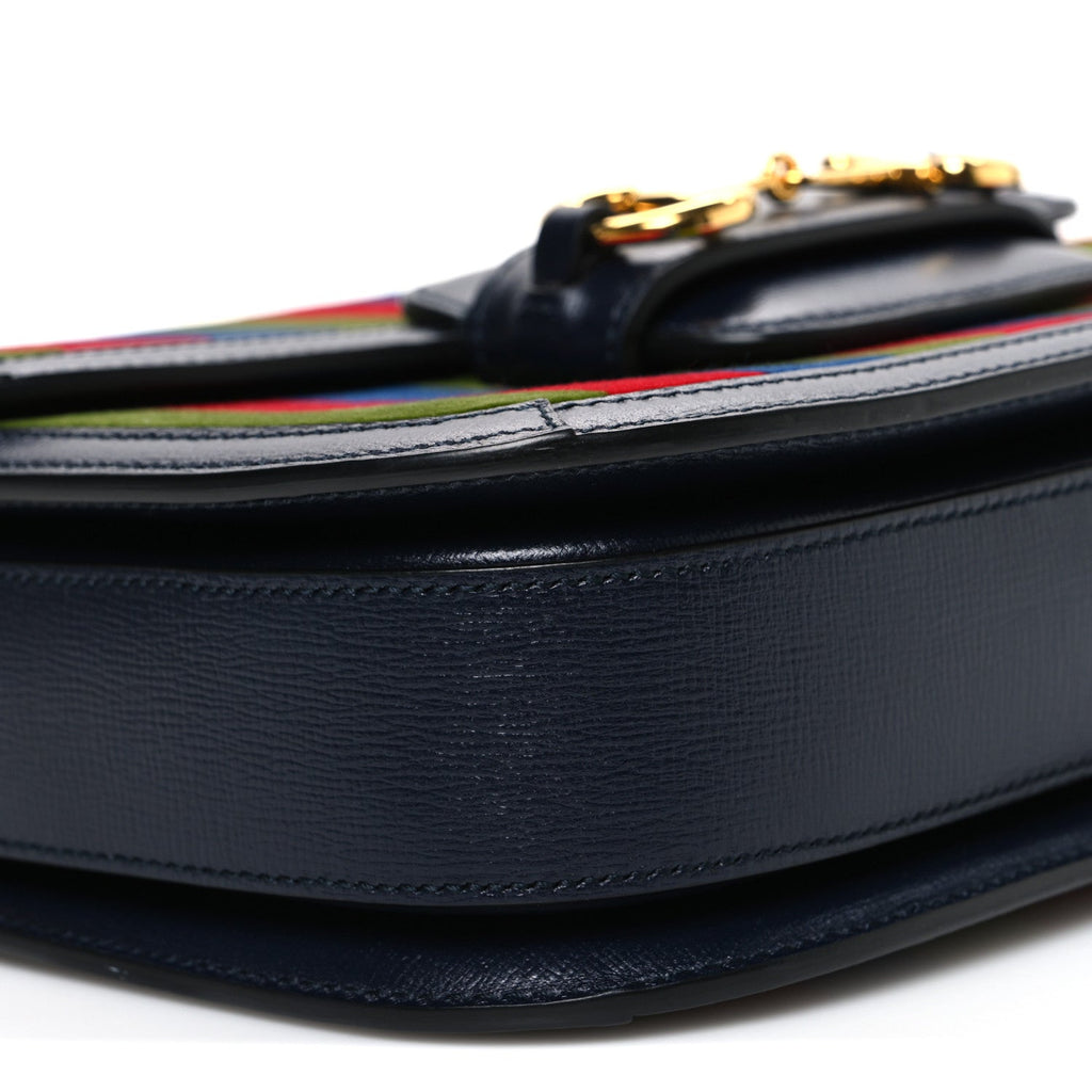 Velvet Azalea Calfskin Baiadera Stripe Horsebit 1955 Shoulder Bag Multicolor