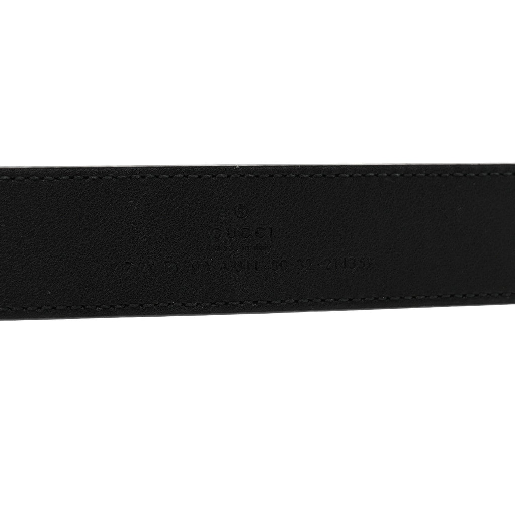 Calfskin Baguette Crystal Double G 30mm Belt 80 32 Black