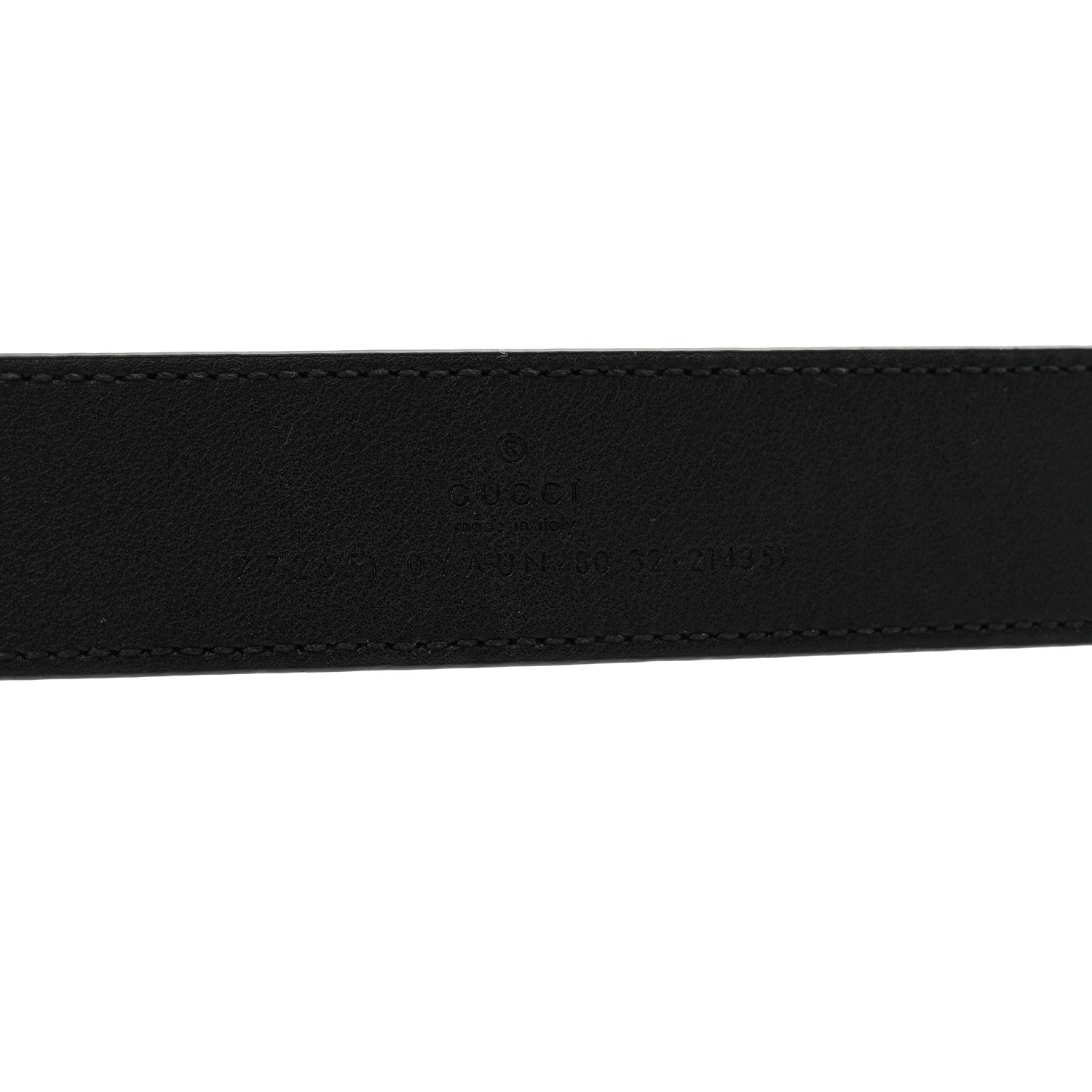 Calfskin Baguette Crystal Double G 30mm Belt 80 32 Black