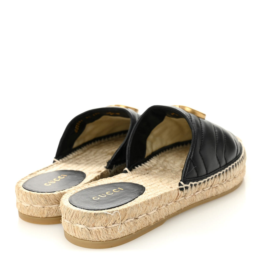 Nappa Matelasse GG Marmont Espadrille Slippers 36 Black