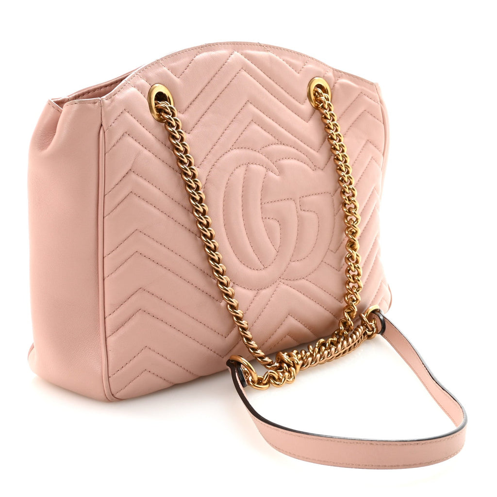 Calfskin Matelasse Medium GG Marmont Open Top Shoulder Bag Perfect Pink