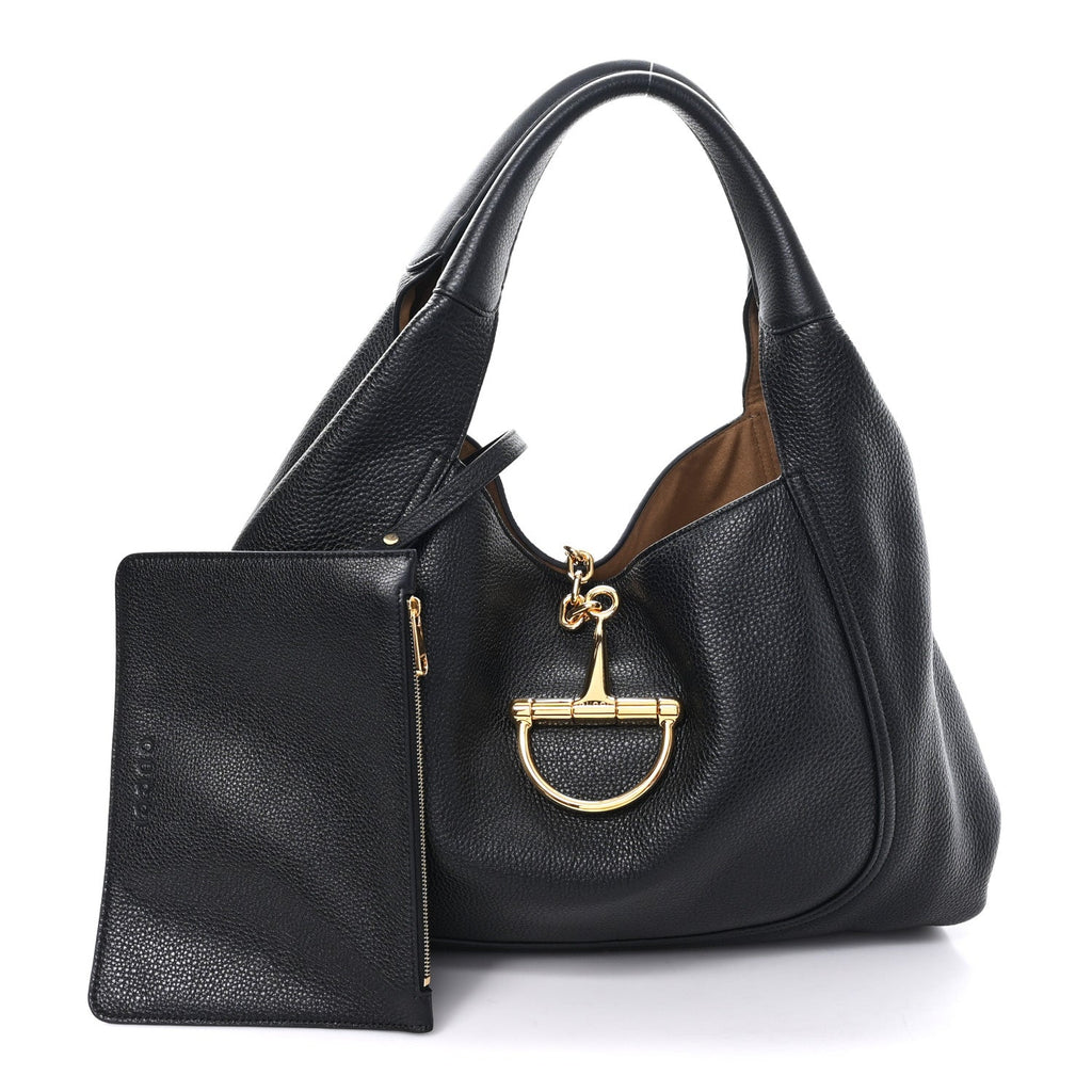 Grained Calfskin Softbit Maxi Shoulder Bag Black