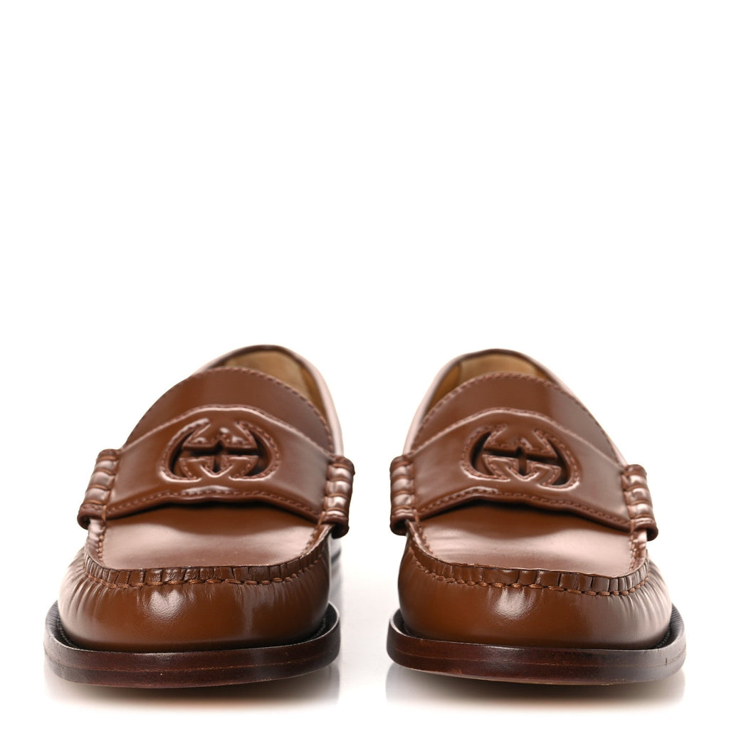 Millennial Ribot Cut Out Interlocking G Loafers 37.5 Cuir