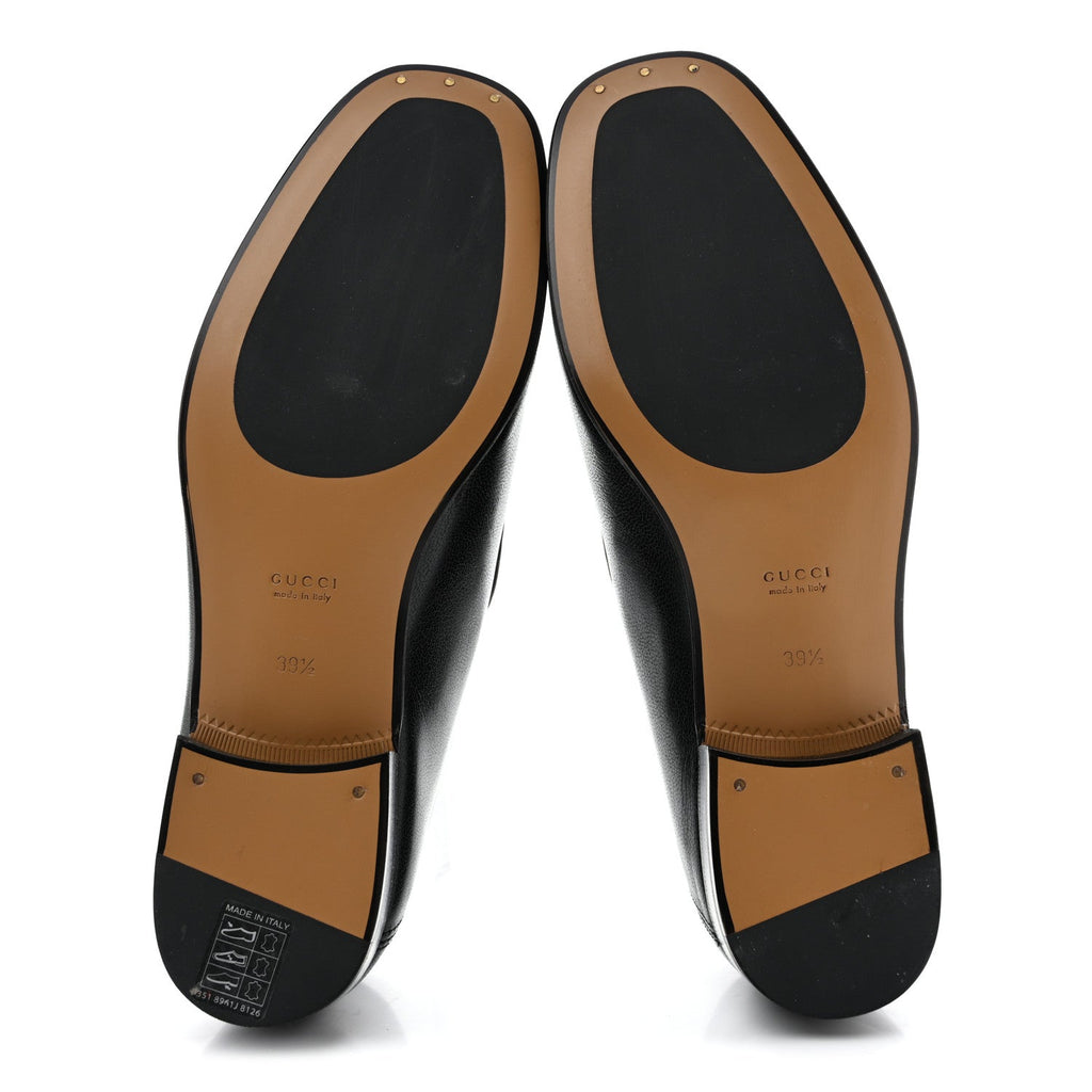 Goatskin Womens Horsebit Mid-Heel Loafers 39.5 Black
