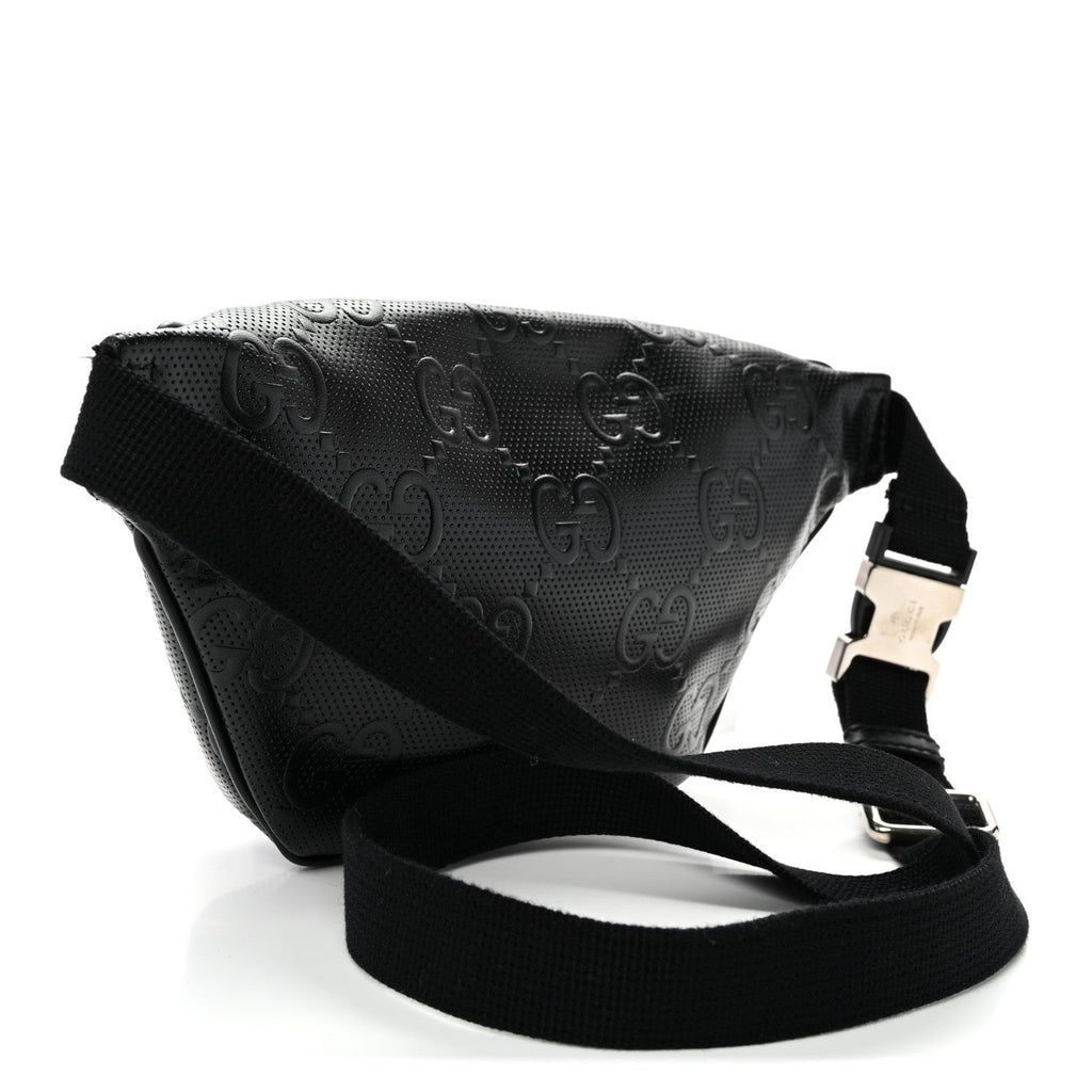 Calfskin GG Tennis Embossed Belt Bag Black