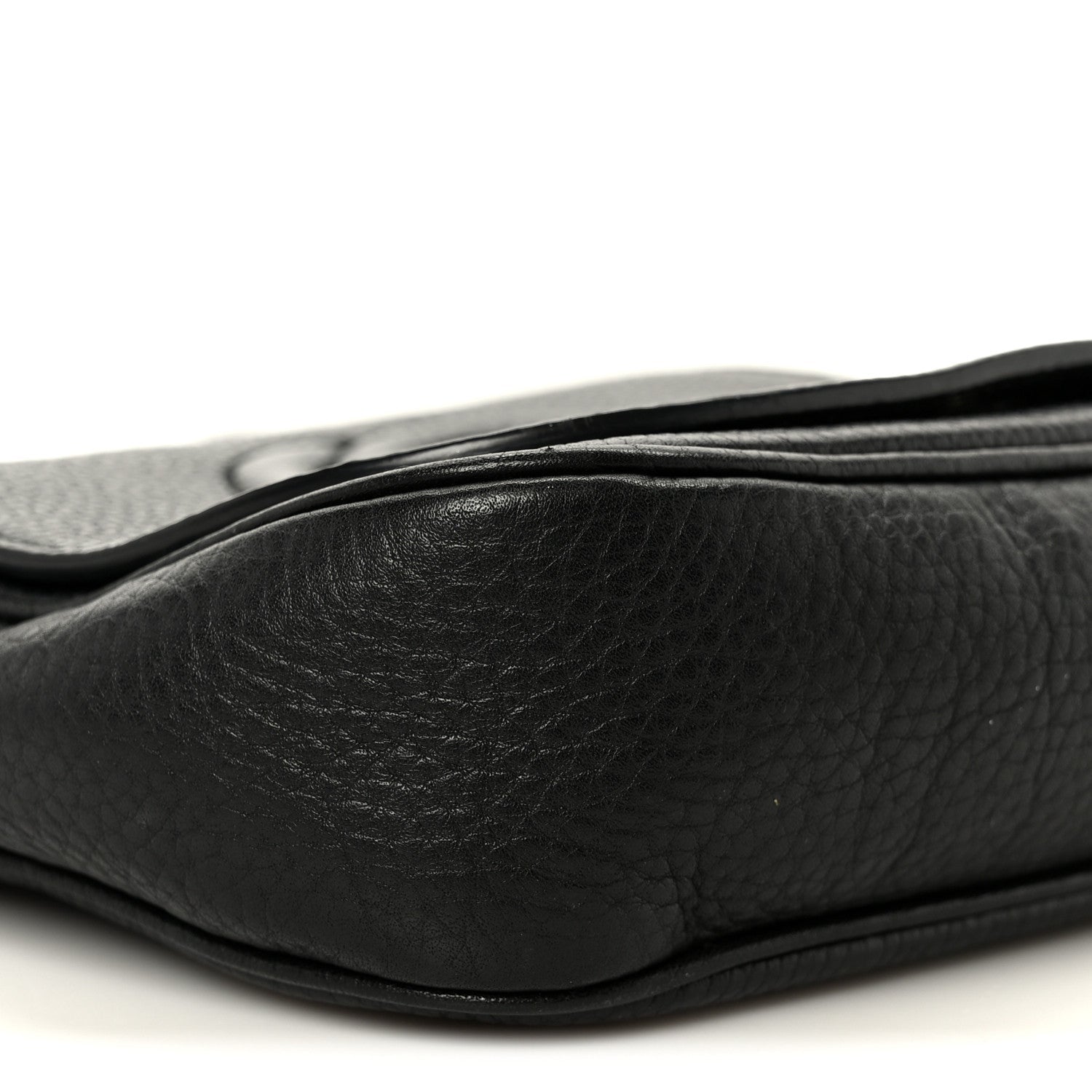 Pebbled Calfskin Small Soho Flap Crossbody Black
