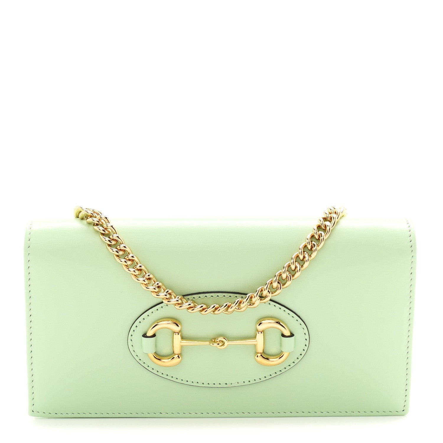 Boarded Plutone Calfskin Horsebit 1955 Wallet On Chain Green
