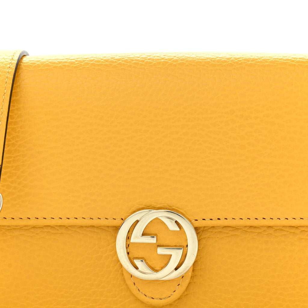 Dollar Calfskin Interlocking G Chain Wallet New Buttercup