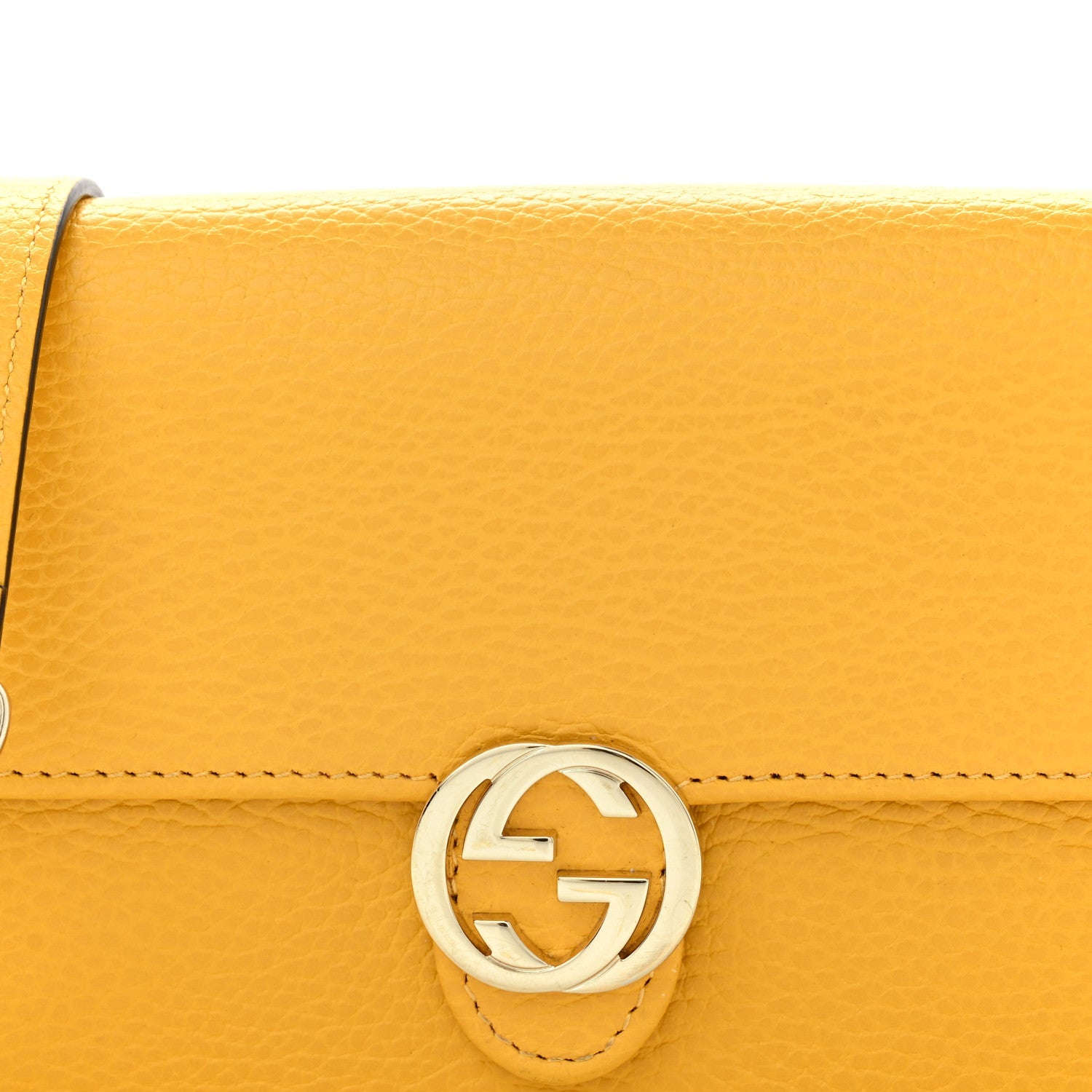 Dollar Calfskin Interlocking G Chain Wallet New Buttercup