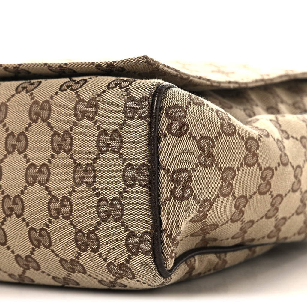 GG Monogram Medium Flap Messenger Bag Beige Dark Brown