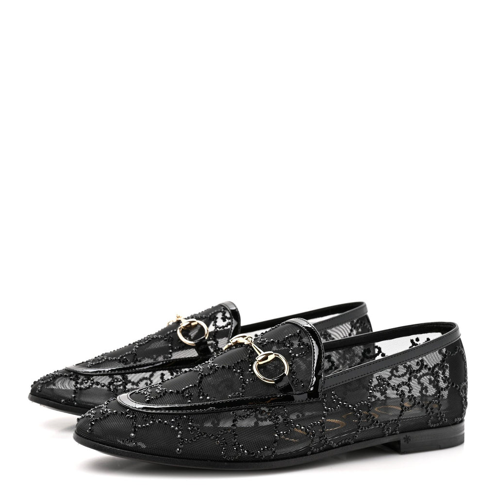 Tela Retino Kid Scamosciato Crystal GG Monogram Jordaan Loafer 35.5 Black