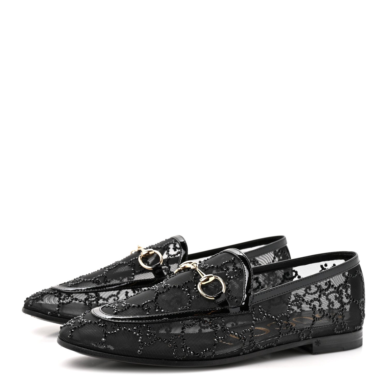 Tela Retino Kid Scamosciato Crystal GG Monogram Jordaan Loafer 35.5 Black