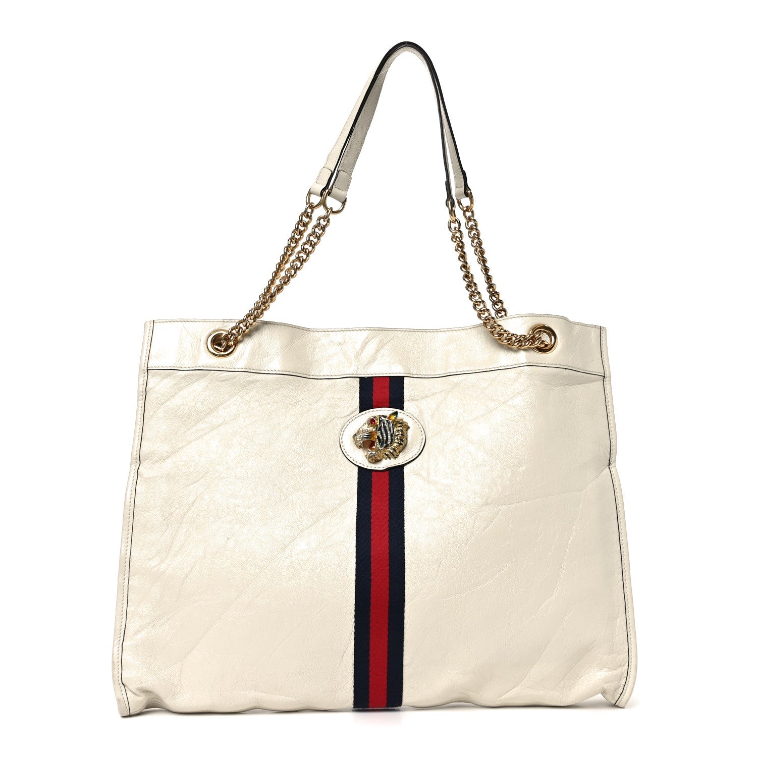 Calfskin Large Rajah Chain Tote White