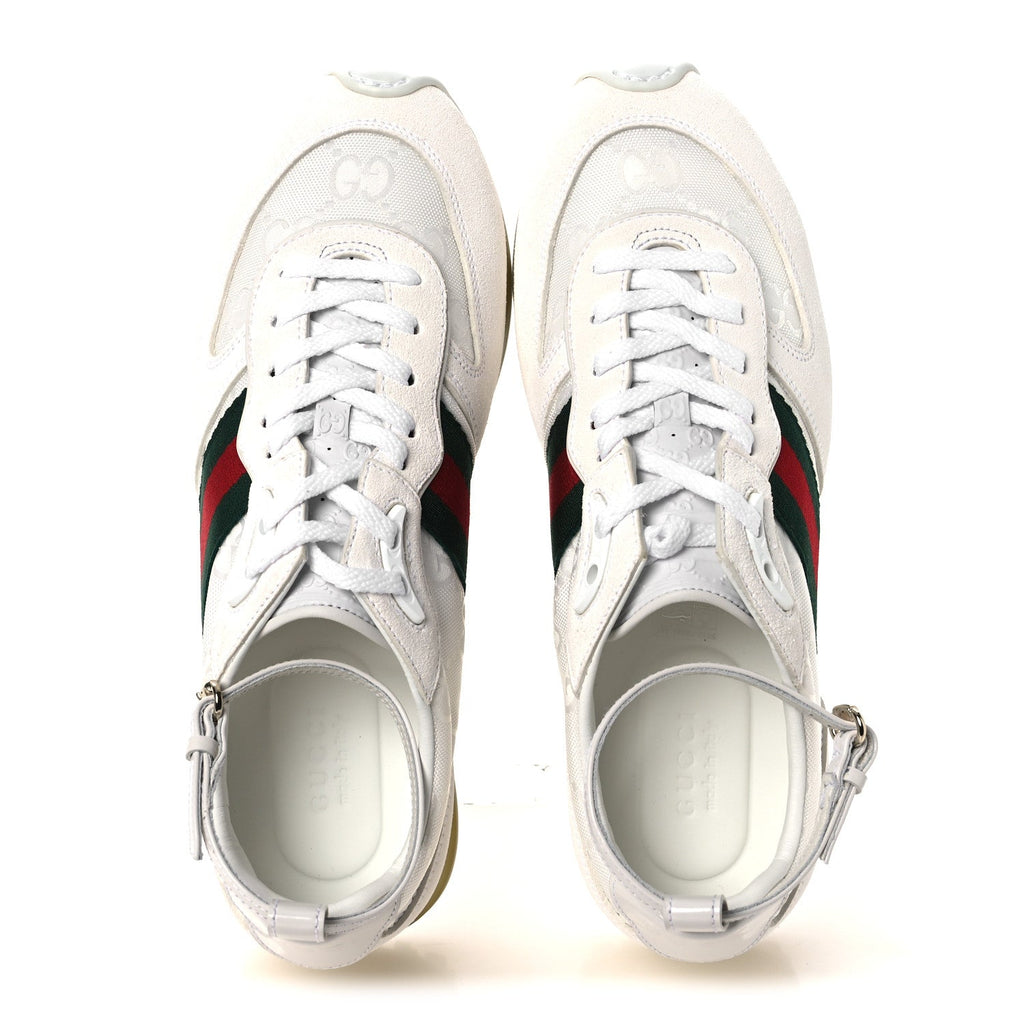 GG Suede Monogram Web Re-Motion Sneakers 37.5 White