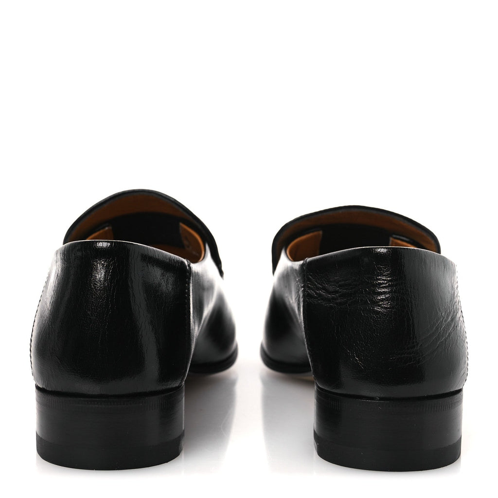 Goatskin Womens Horsebit Mid-Heel Loafers 36 Black