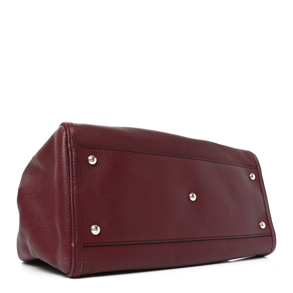 Pebbled Calfskin Medium Soho Shoulder Bag Bordeaux