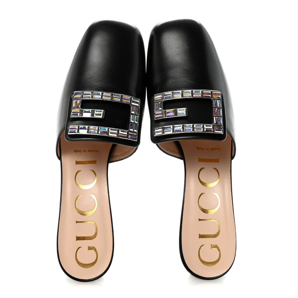 Malaga Kid Crystal Square G Madelyn 60mm Mules 37.5 Black