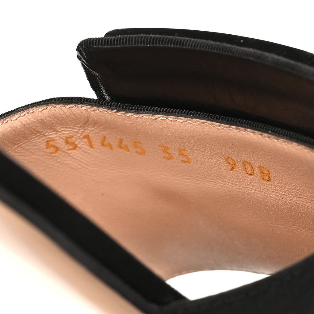 Moire Fabric Crystal Square G Madelyn Slide Sandals 35 Black
