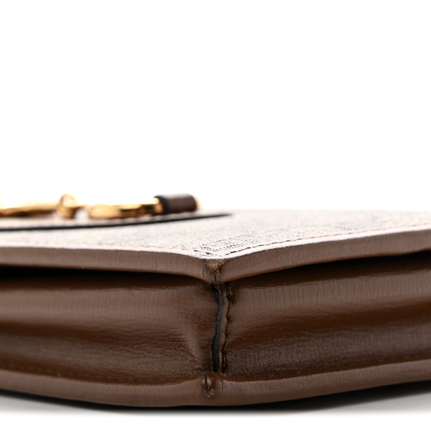 GG Supreme Monogram Azalea Calfskin Horsebit 1955 Wallet On Chain Beige Ebony Brown Sugar