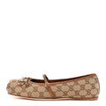 GG Monogram Horsebit Bow Ballet Flats 39.5 Beige Ebony Sundial