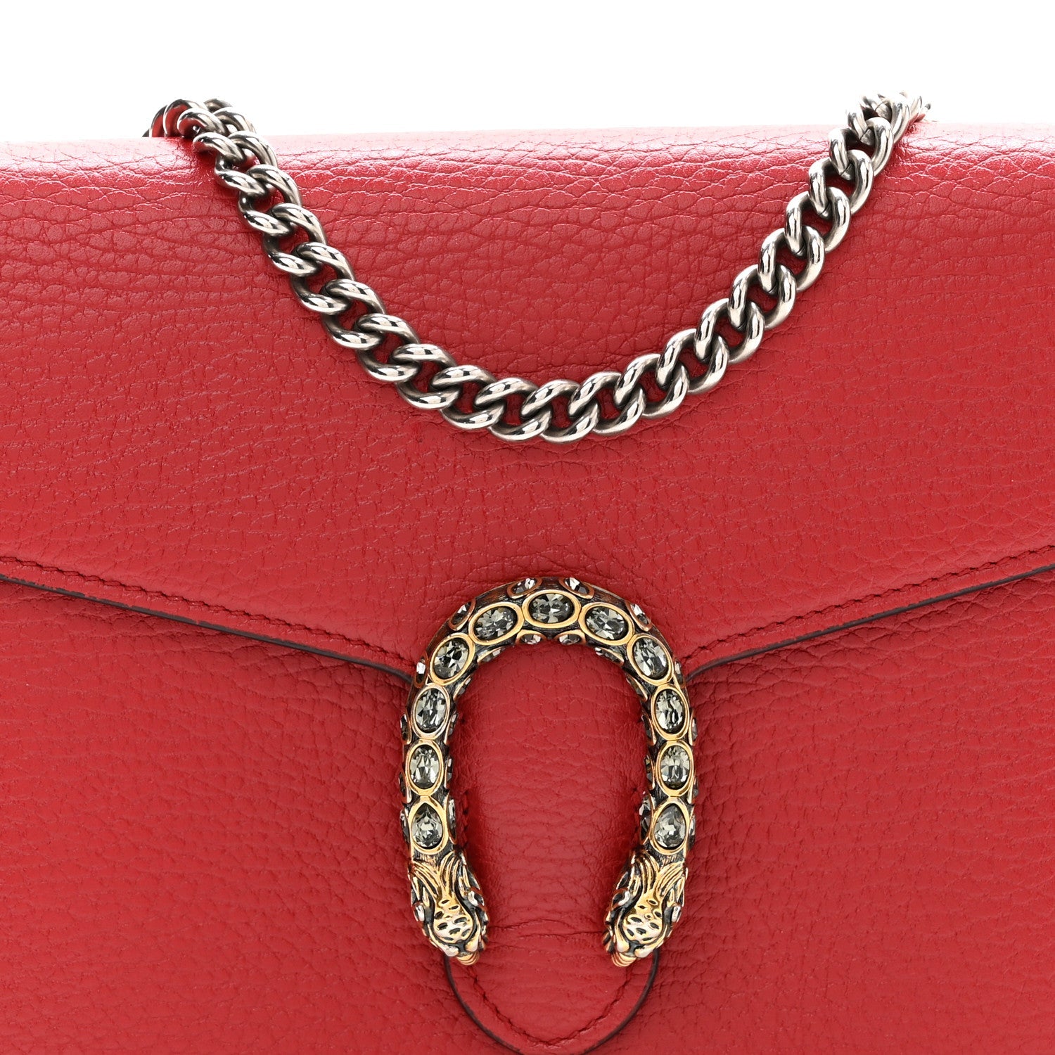 Calfskin Mini Dionysus Chain Wallet Hibiscus Red
