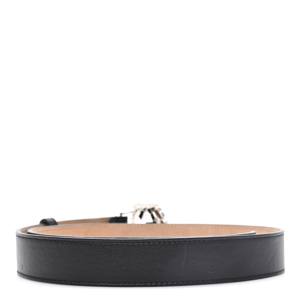Calfskin Crystal Interlocking G Belt 80 32 Black