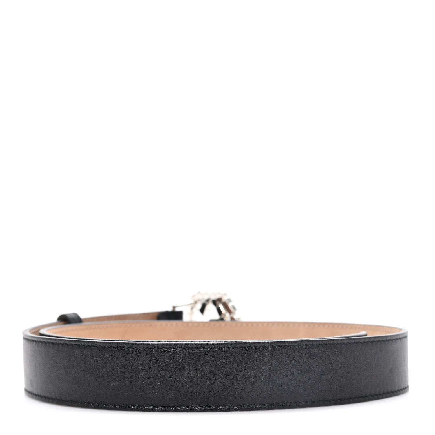 Calfskin Crystal Interlocking G Belt 80 32 Black