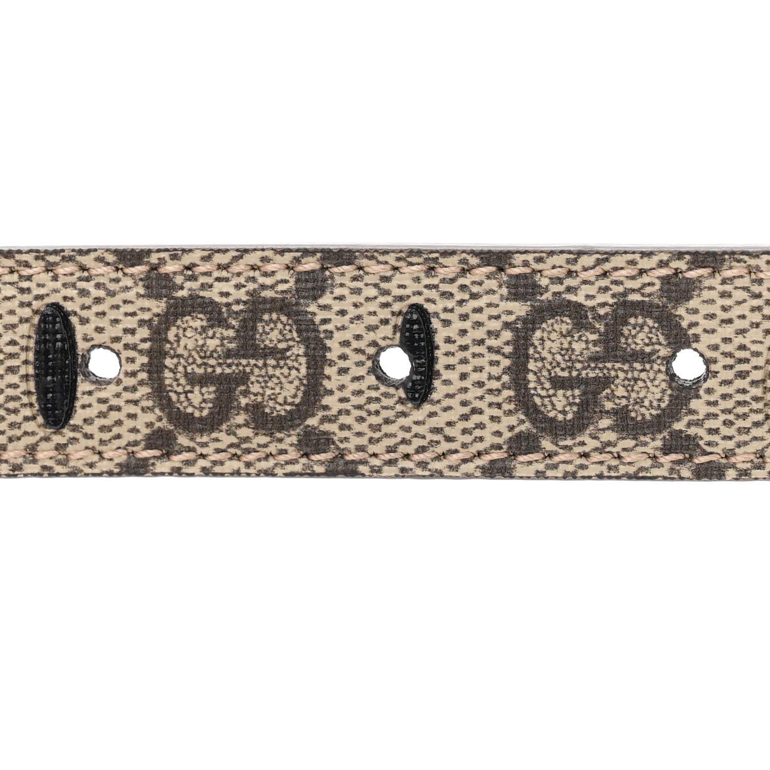 GG Supreme Monogram Calfskin Strawberry Buckle Thin Belt 80 32 Beige Ebony New Acero