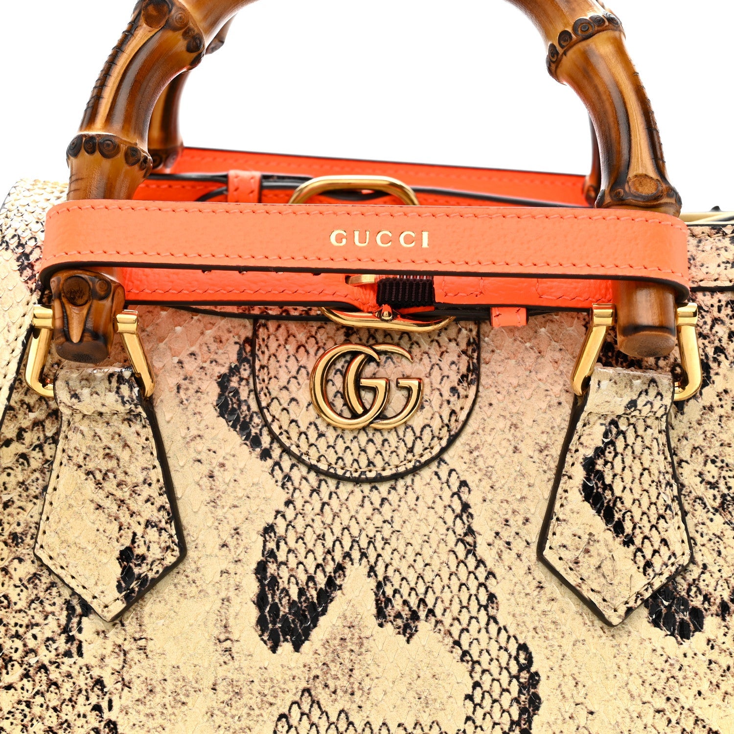 Snakeskin Mini Diana Tote Bag Beige