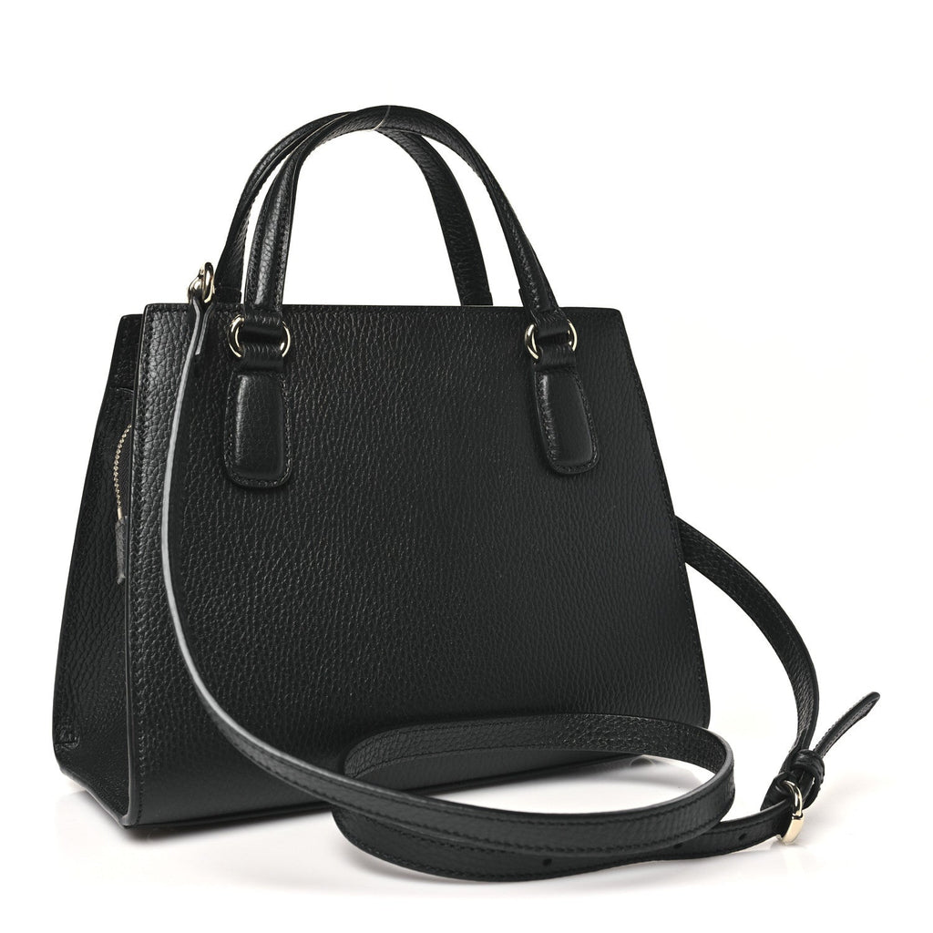 Dollar Calfskin Medium Soho Top Handle Satchel Black