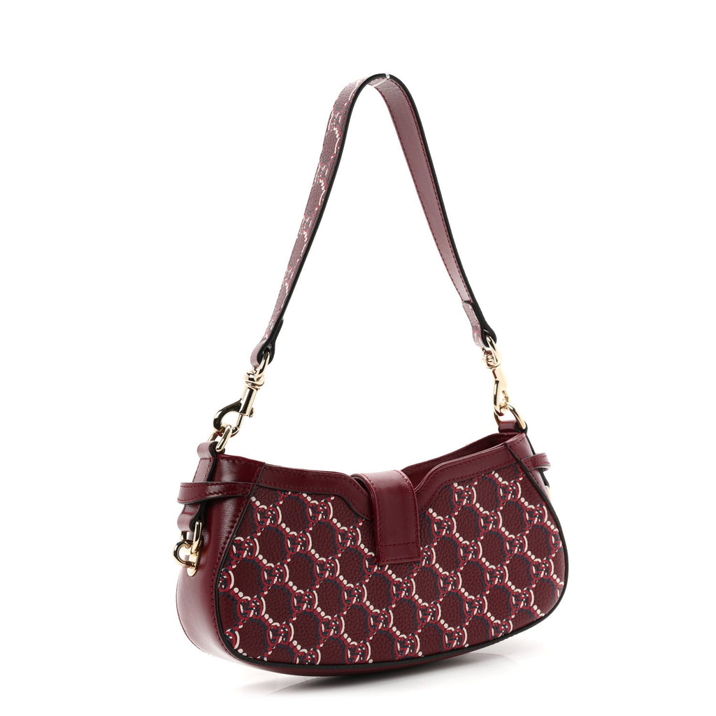 GG Shadow Monogram Mini Moon Side Shoulder Bag Rosso Ancora Red