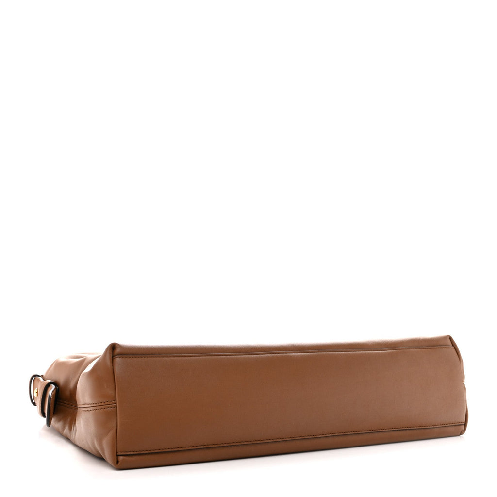 Calfskin Beatrix Horsebit Large Tote Bag Brown