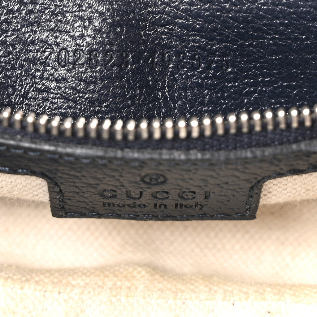 GG Supreme Monogram Textured Calfskin Web Large Attache Shoulder Bag Beige Blue