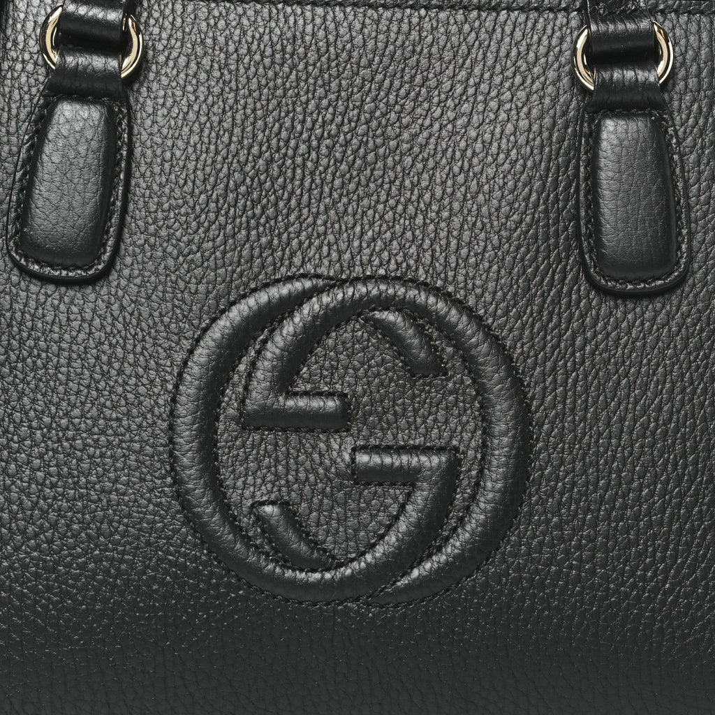 Dollar Calfskin Medium Soho Top Handle Satchel Black