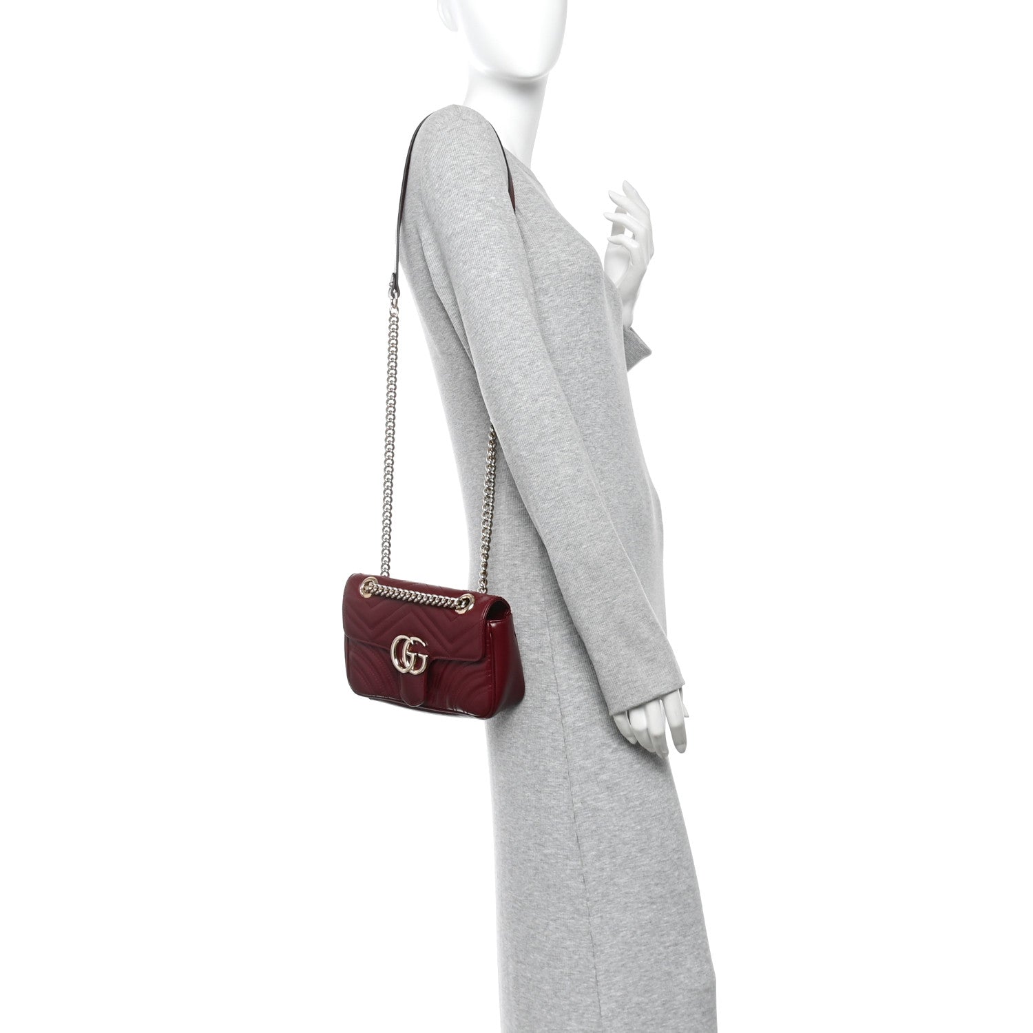 Calfskin Matelasse Mini GG Marmont Shoulder Bag Rosso Ancora