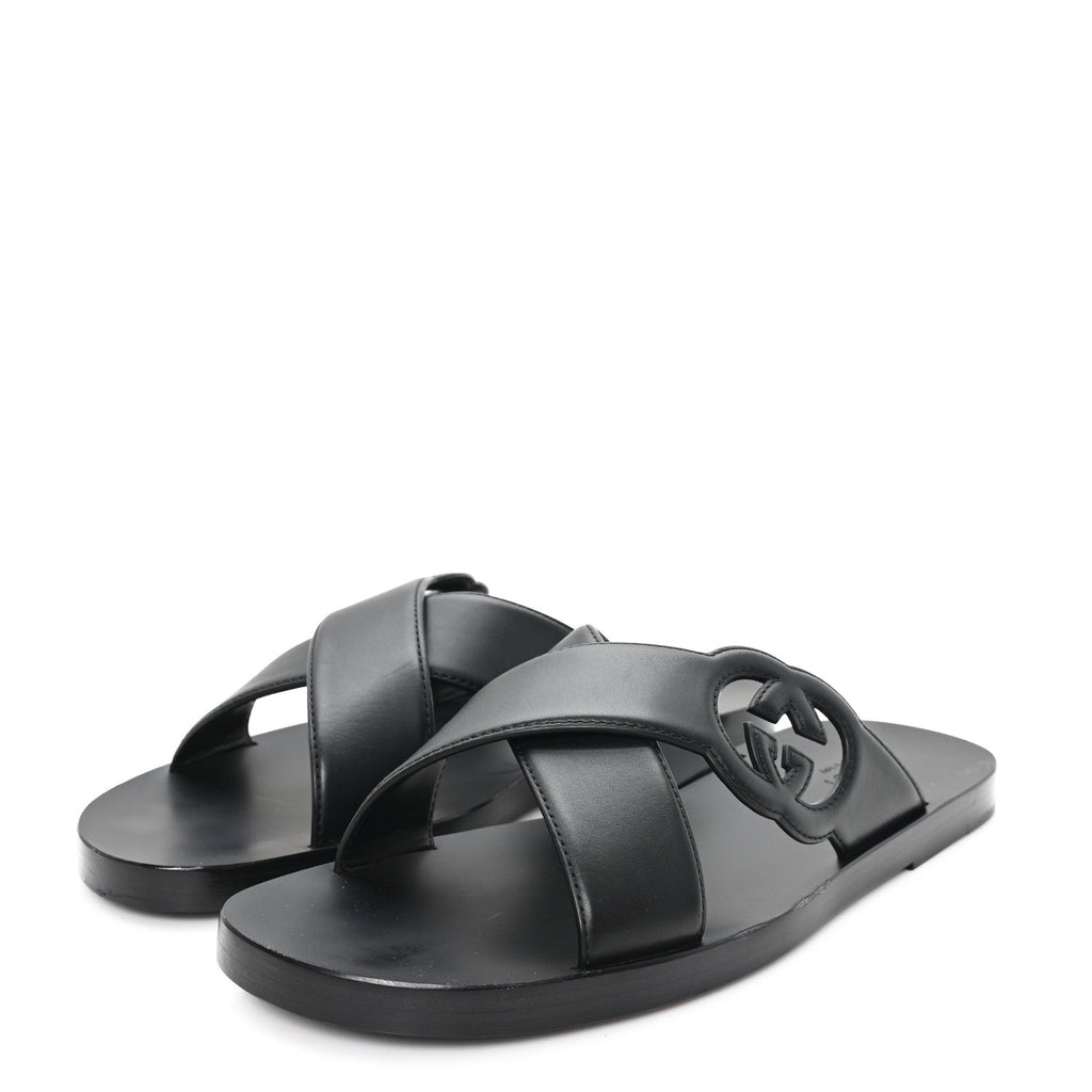 Cosmos Softy Calfskin Interlocking G Sandals 12 Black