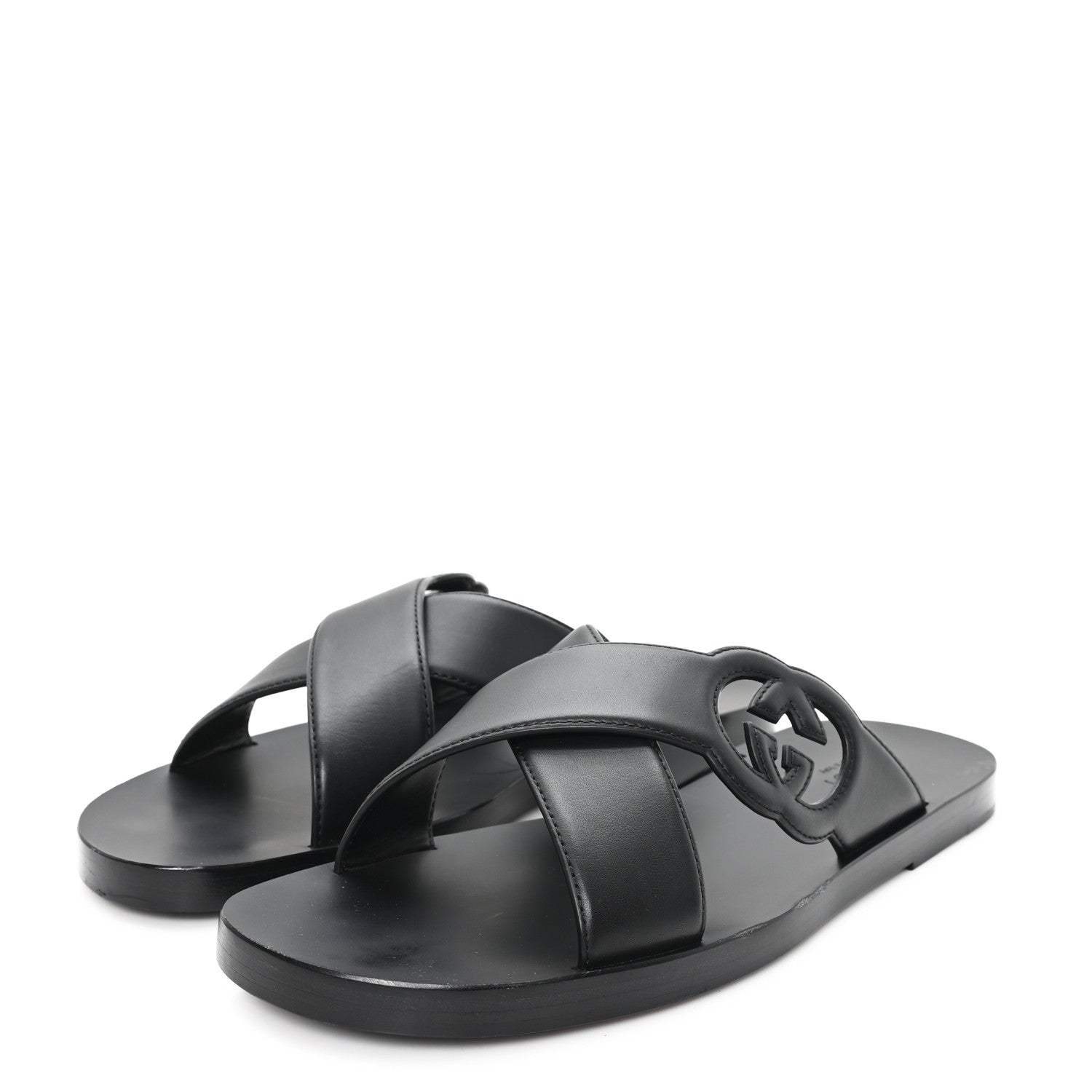 Cosmos Softy Calfskin Interlocking G Sandals 12 Black